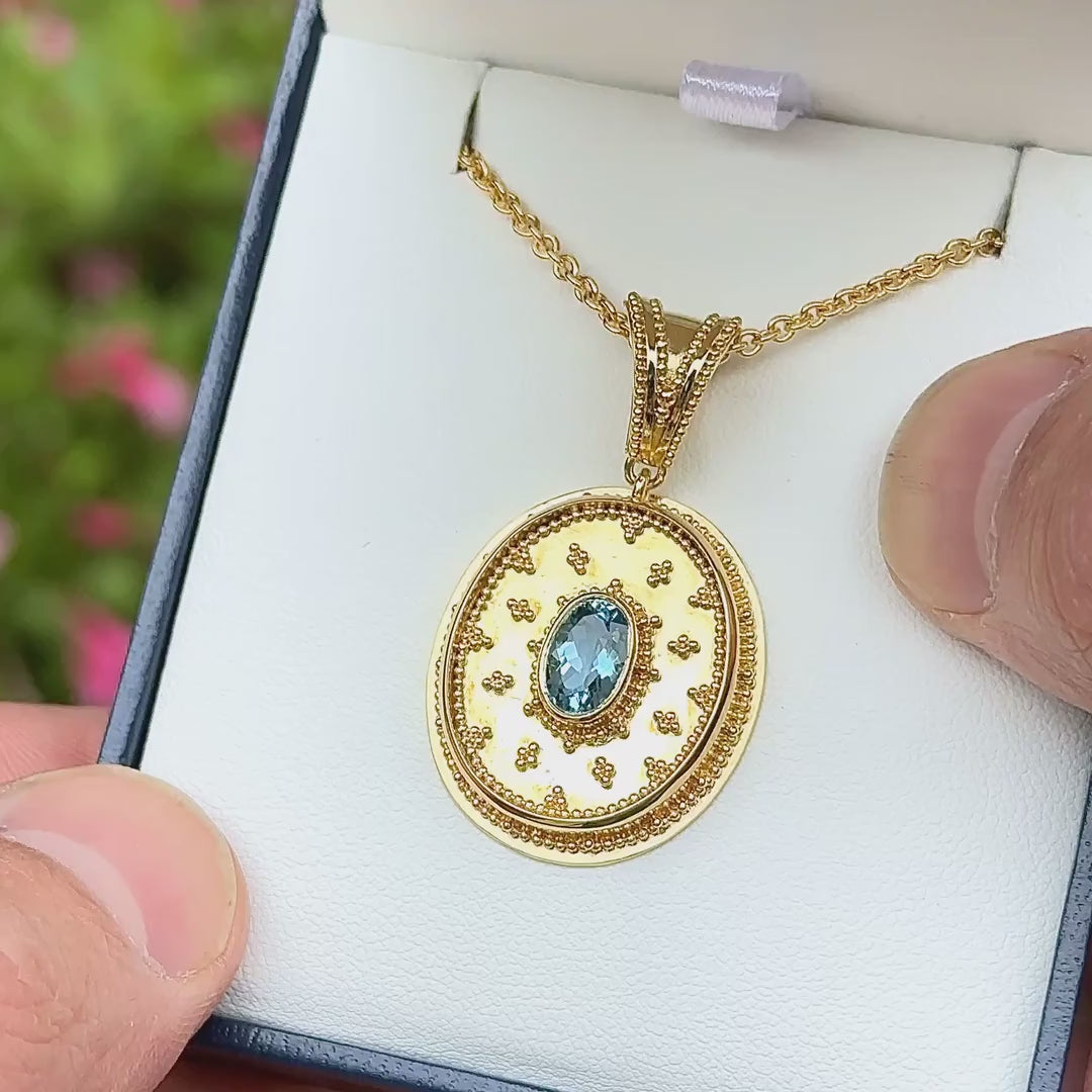 Aquamarine Granulated Pendant