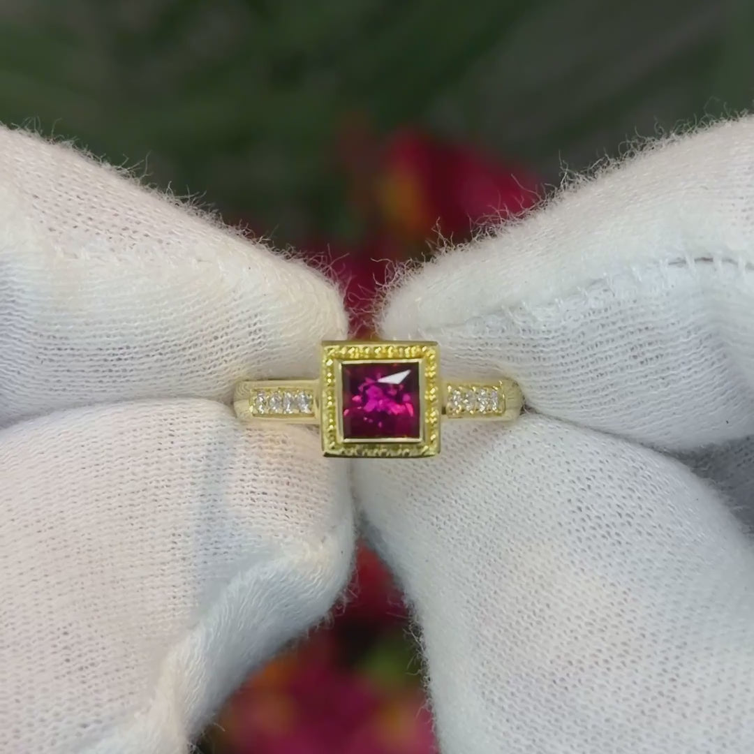 Tourmaline (Rubellite) Temple Ring