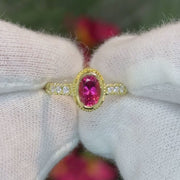 Pink Tourmaline (rubellite) & Diamond Classical Ring