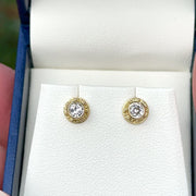 Old European Diamond Studs in granulated 18K Treasure Gold