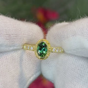Green Tourmaline & Diamond Classical Ring