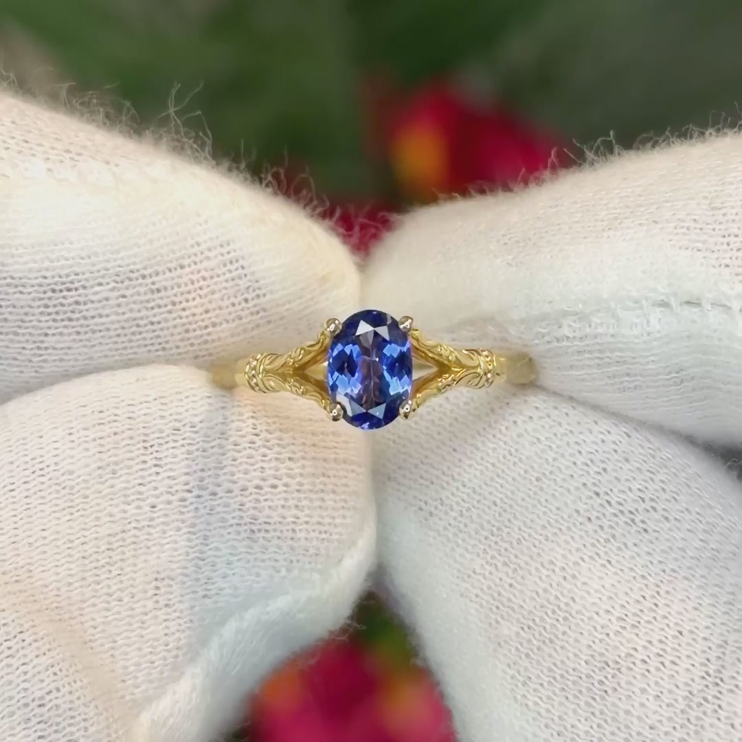 Tanzanite Bamboo Jewel Ring