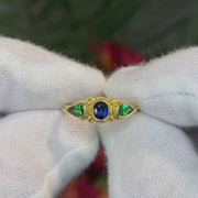 Blue Sapphire & Tsavorite Garnet Ring