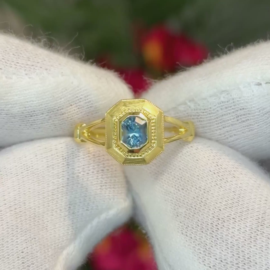 Blue Sapphire Atlantic Ring