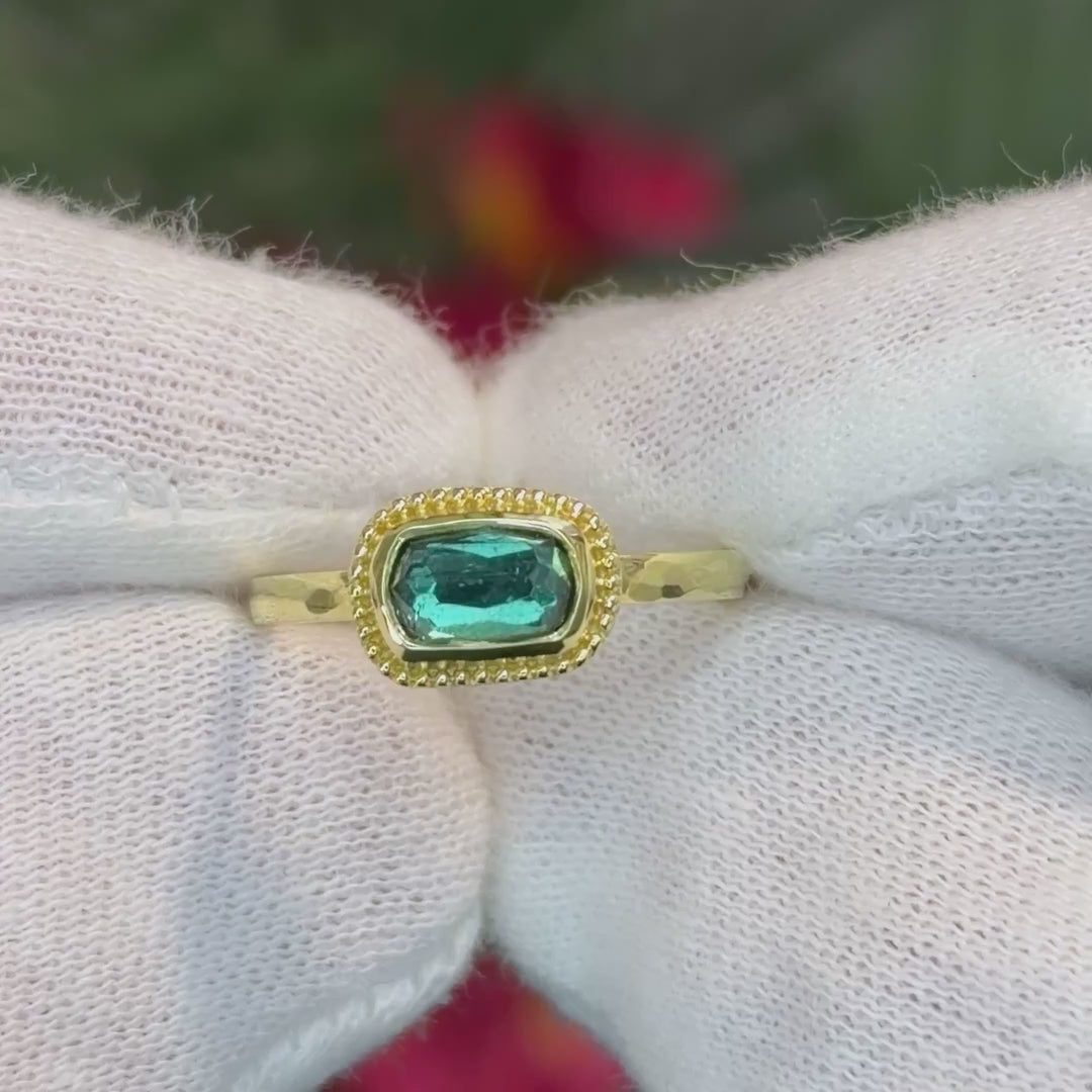 Bluish-Green Tourmaline Mermaid Ring