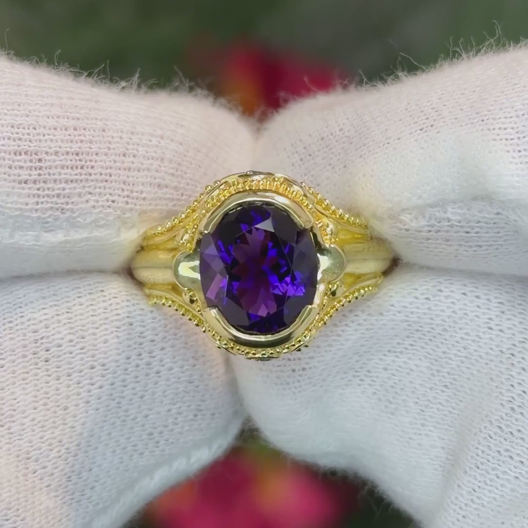 Bold Amethyst & Diamond Ring
