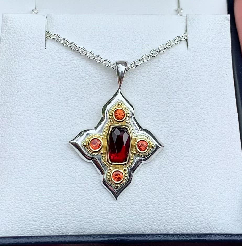 Garnet & Orange sapphire pendant