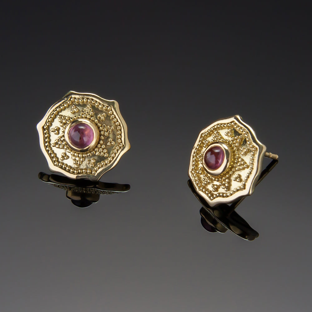 Garnet Shield Earrings