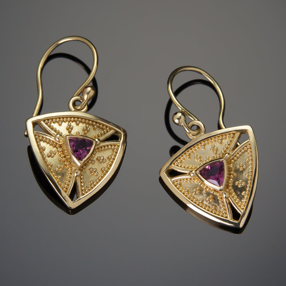 Pink Tourmaline Trinity Earrings