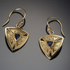 Blue sapphire Trinity Earrings in granulated 18K gold