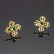 Tsavorite garnet earring studs in granulated 18K