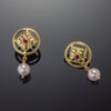 Ruby and pearl earrings in granulated 18K gold