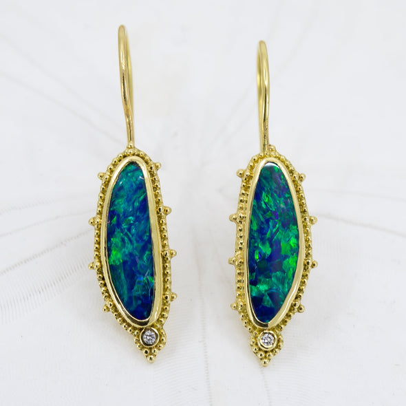Opal & Diamond Earrings