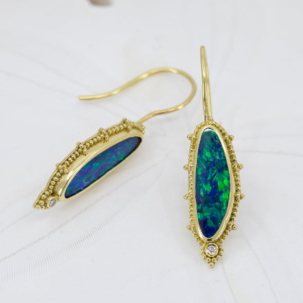 Opal & Diamond Earrings