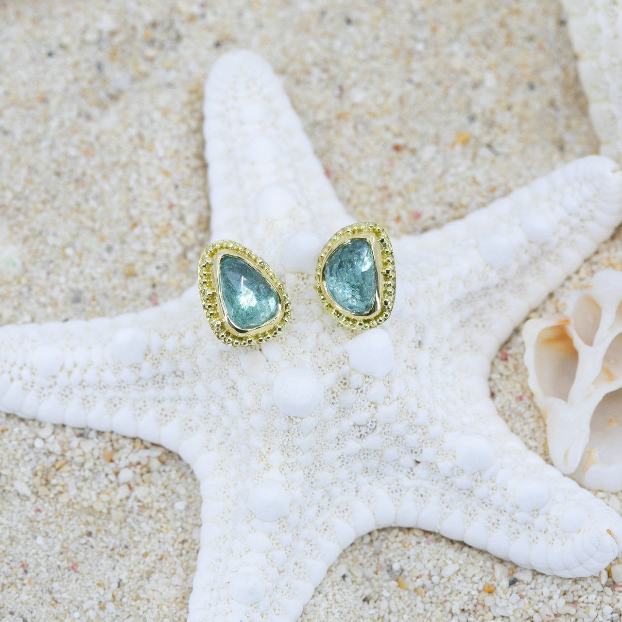 Seafoam Tourmaline Earring Studs