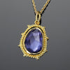 Blue sapphire pendant in granulated 18K Treasure Gold
