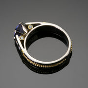 Blue Sapphire & Diamond Classical Ring