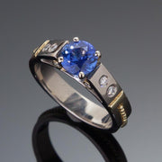 Blue Sapphire & Diamond Classical Ring