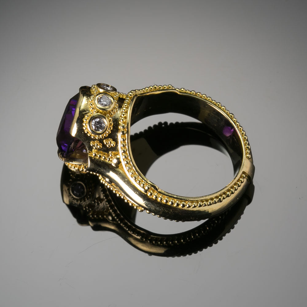 Bold Amethyst & Diamond Ring