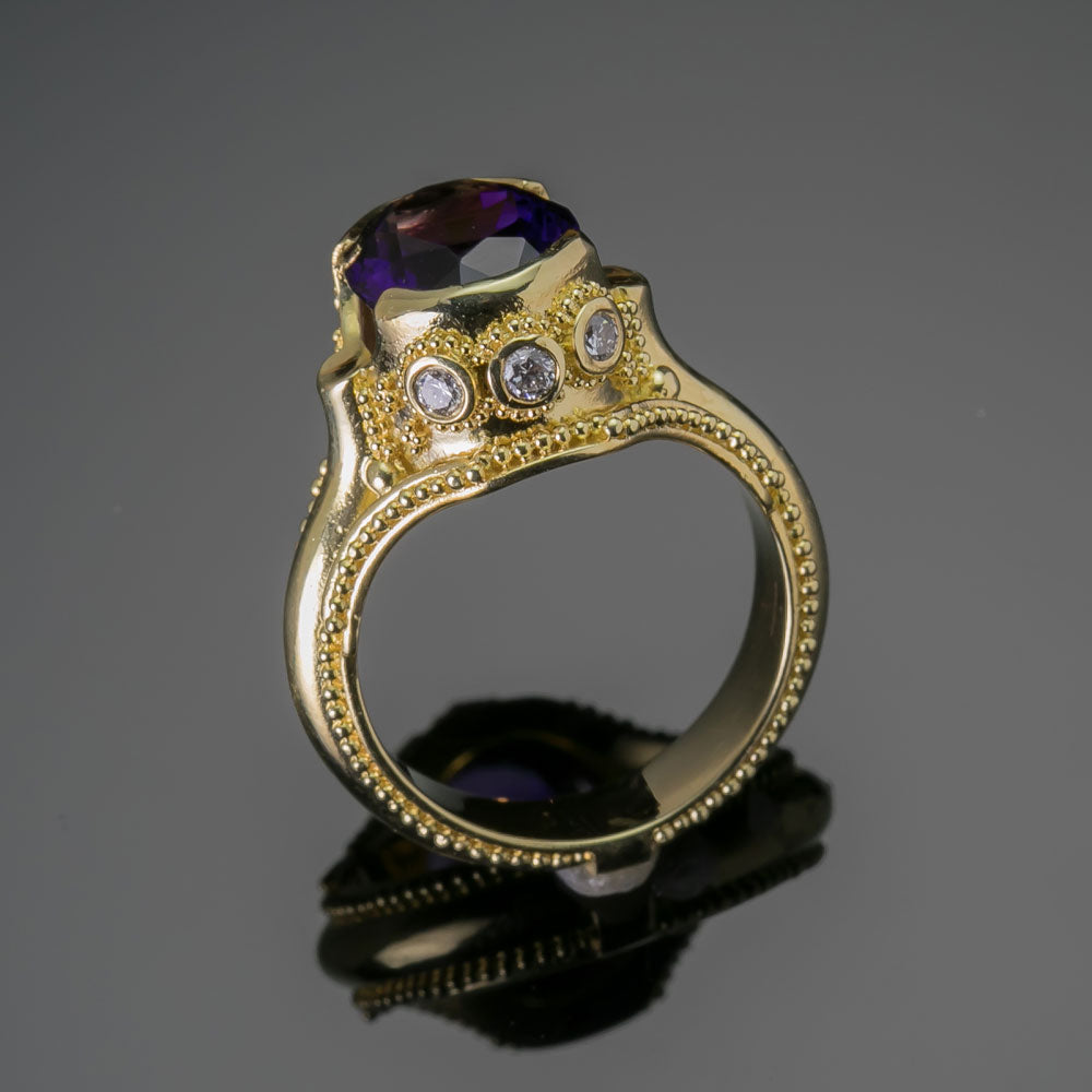 Bold Amethyst & Diamond Ring