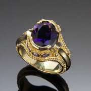 Bold Amethyst & Diamond Ring