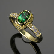 Green Tourmaline & Diamond Ring