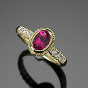 Pink Tourmaline (rubellite) & Diamond Classical Ring