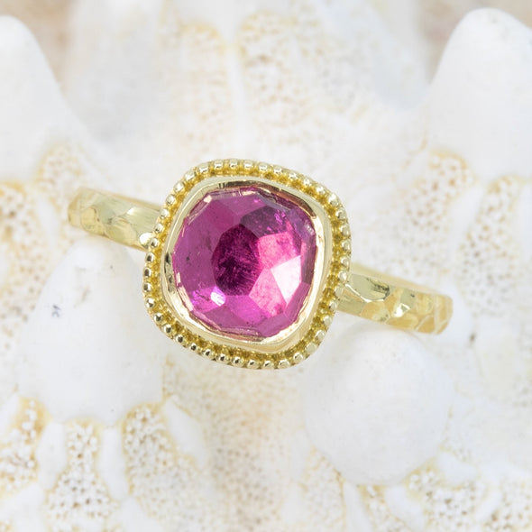 Pink Tourmaline Cushion Treasure Ring