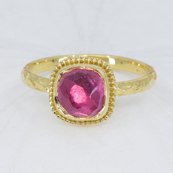 Pink Tourmaline Cushion Treasure Ring