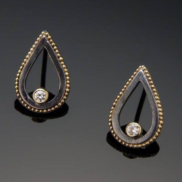 Tear Drop Diamond Stud Earrings