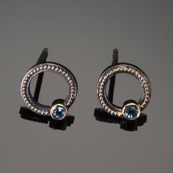 Blue Topaz Circular Earring Studs