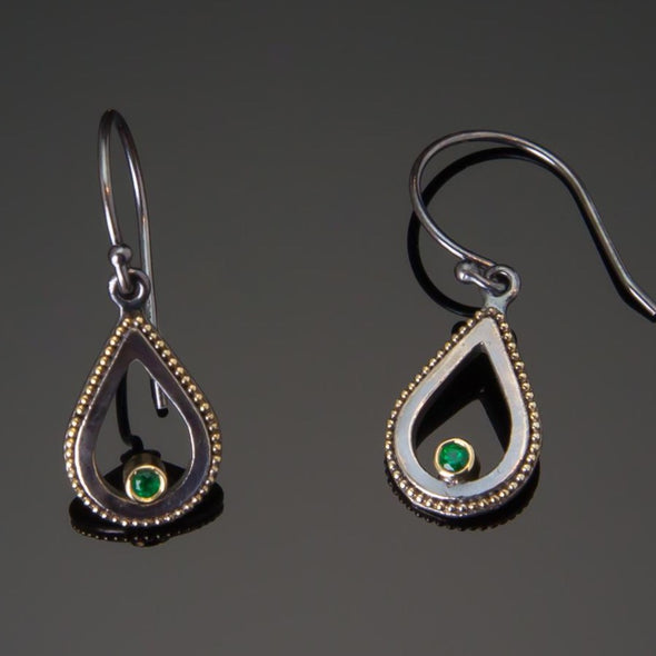 Dangle Tear Drop Emerald Earrings