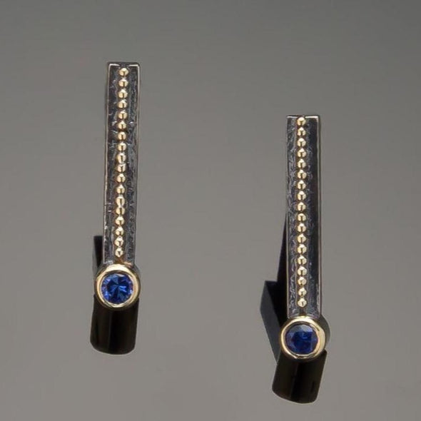 Vertical Blue Sapphire Earrings