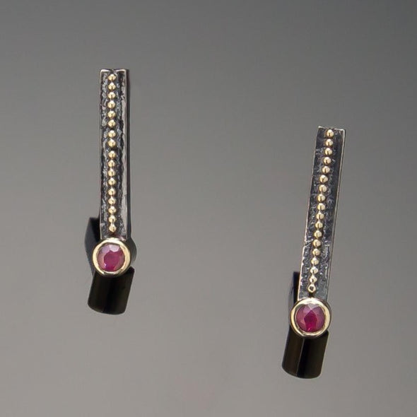 Vertical Ruby Earrings