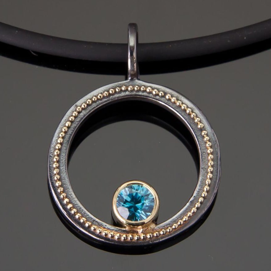 Circular Blue Zircon Marianas Pendant