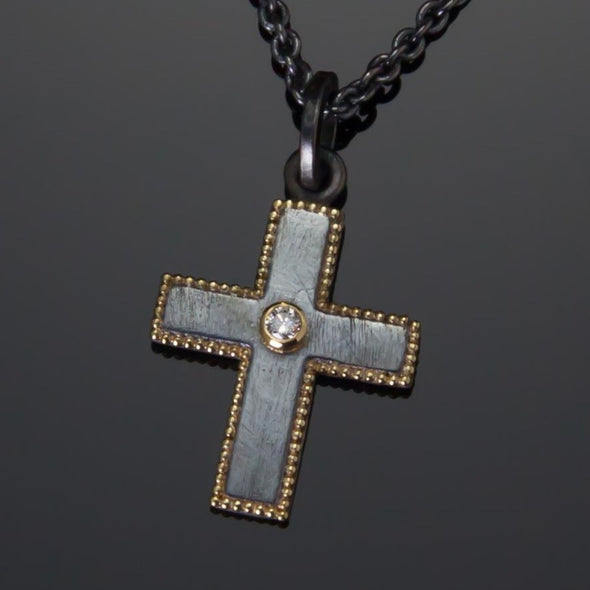Diamond Granulated Cross Pendant