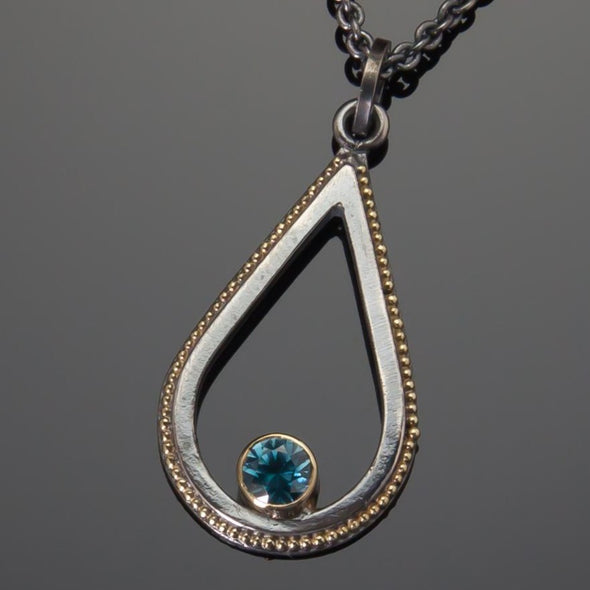 Tear Drop Blue Zircon Pendant