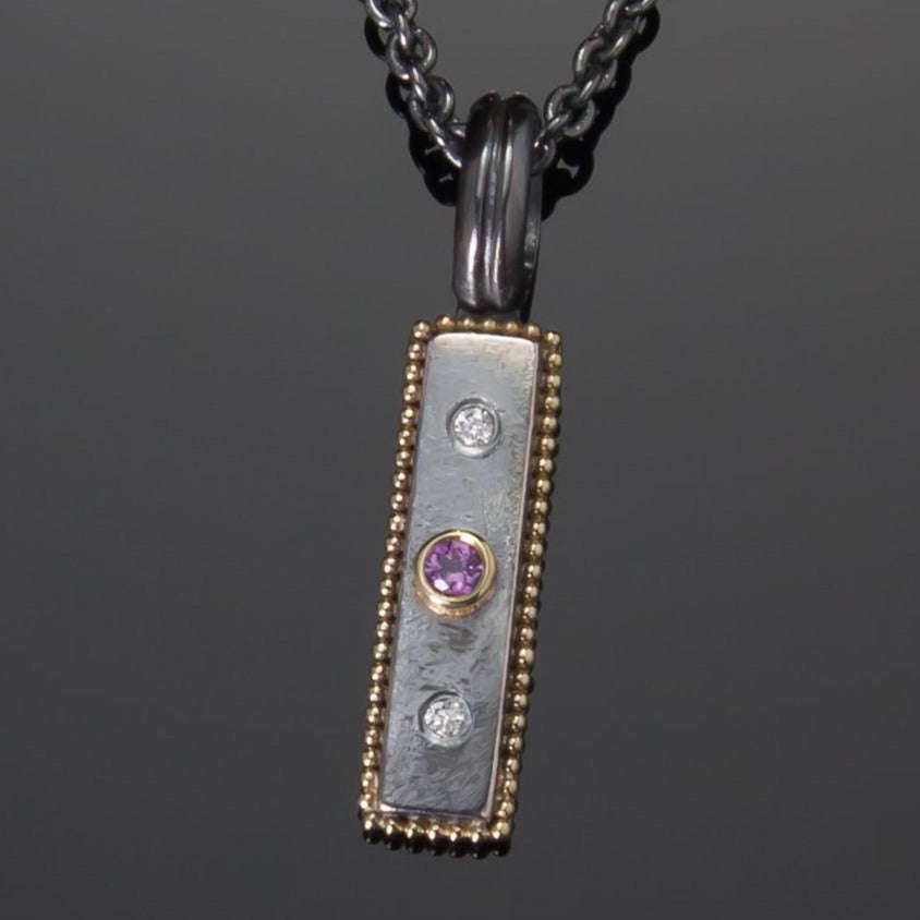 Pink Sapphire & Diamond Marianas Bar Pendant