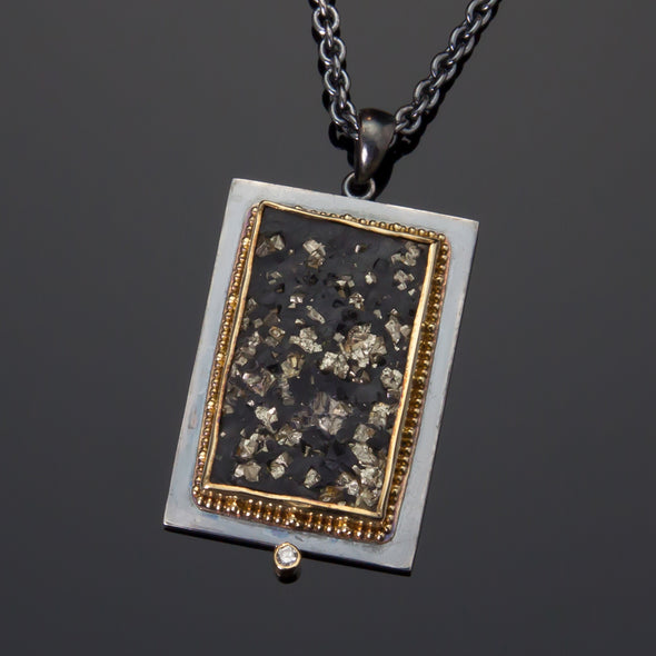 Slate & Pyrite Crystal Pendant