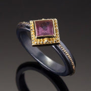 Modern-Cut Pink Tourmaline Granulated Marianas Ring