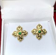 Tsavorite garnet earring studs in granulated 18K