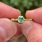 Emerald Bamboo Jewel Ring in 18K Treasure Gold